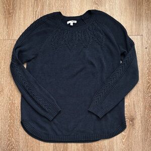 Sonoma navy blue cable knit cotton blend sweater, medium